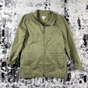 J Crew Jacket Womens Size Medium‎ Green Army Khaki Pockets Bomber